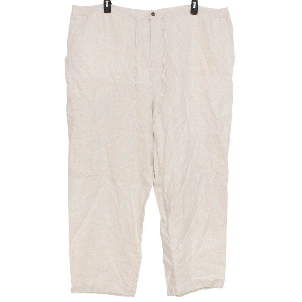 Axis Mens Pants 100% Linen Drawstring Lagenlook Minimalist Tan Size 3XB FG